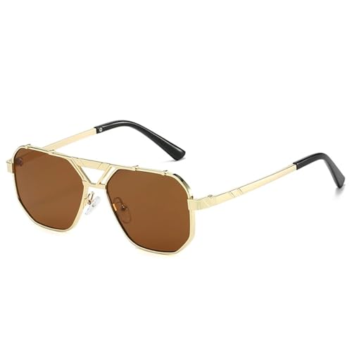 Lunettes de soleil UV400 vintage double pont en métal pour hommes et femmes