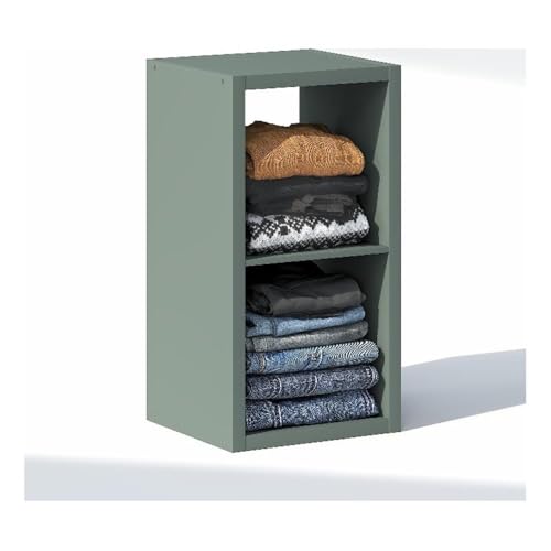 Image of Furinno Cubic Extra Thick 2-Cube Closet Organizers and Storage, Sage Green | 14.6 x 16 x 30 in, Open Shelf Closet Storage, Closet Organizer, for Wardrobe, Bedroom, Living Room