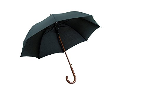 Preisvergleich Produktbild Hochwertiger Regenschirm aus Holz / Stockschirm, Automatik in schwarz (ST1027)