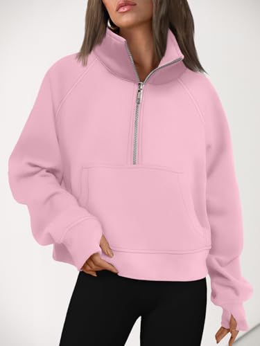 Image of AUTOMET Womens Sweatshirts Half Zip Cropped Pullover Fleece Quarter Zipper Hoodies 2026 Fall Fashion Outfits Clothes