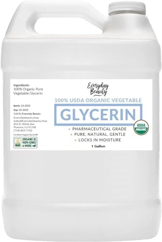 100% Organic Glycerin - Bulk 1 Gallon - For Skin & Hair - Food Grade - USDA Certified - Not From Palm Oil - Perfect Skin and Hair Moisturizer