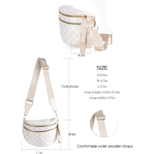 Checkered Crossbody Bag for Women Fanny Packs Shoulder Bum Bag Hobo Purses Handbags for Travel4