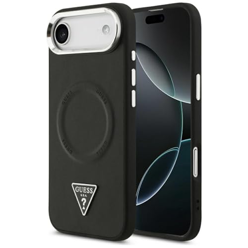 CG MOBILE Guess Coque de protection avec logo triangle compatible avec MagSafe pour iPhone Air (noir)