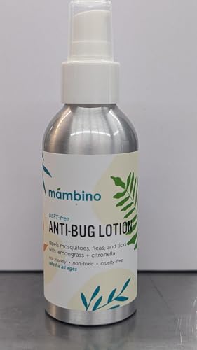 Image of Mambino Organics Anti-Bug Lotion, DEET-Free, Organic Bug Repellent with Essential Oils, Nourishing Travel-Size for Babies, Kids, Adults, Safe for Camping, Outdoors & Sensitive Skin, 4oz (Pack of 2)