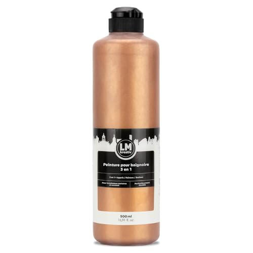 LM-Kreativ Peinture pour baignoire 3 en 1 2K 500ml - Bronze - Peinture pour carrelage & peinture pour carreaux pour salle de bain, baignoires, bacs à douche, carreaux & lavabos - Hautement couvrant