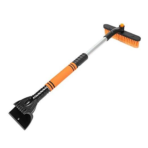 KangNa Car Snow Brush with Ice Scraper and Foam Grip Detachable Snow Mover, Snow Brush Removal Extendable for Car Auto SUV Truck Windshield - Orange