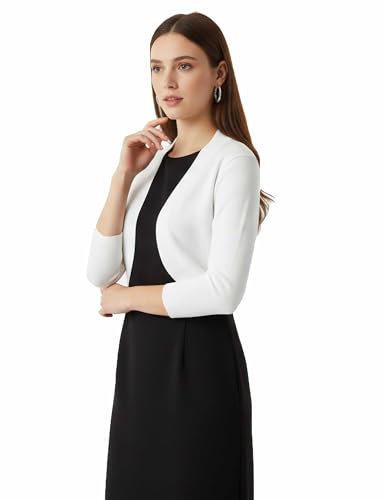 Image of Allsense Women's 3 /4 Sleeve Bolero Shrug for Dresses | Open Front Cropped Cardigan, Lightweight Knit Dress Cover Up