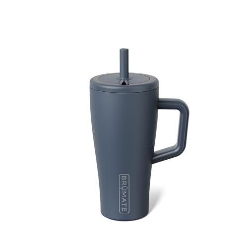 Image of BruMate Era 20 oz Tumbler with Handle and Straw | 100% Leakproof Insulated Tumbler with Lid and Straw | Made of Stainless Steel | Cup Holder Friendly Base | 20oz (Nightfall Blue)