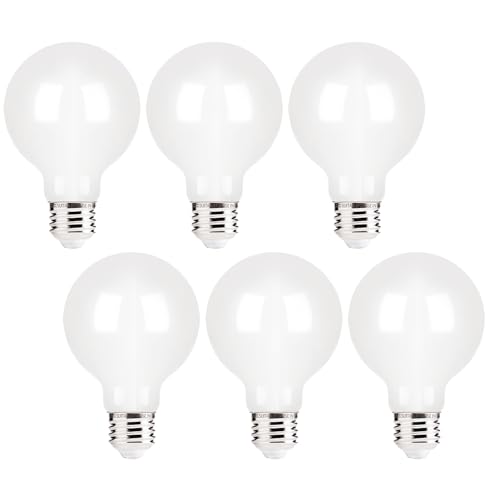 Image of FLSNT G25 LED Globe Bulb, 100W Equivalent 11W 1100 Lumen, 5000K Daylight, White Coated Glass for Soft Even Light, Dimmable E26 Base, for Garage Workshop & Bathroom Vanity, UL and FCC Listed (6 Pack)