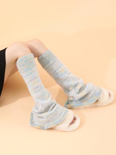 Image of WODECASA Girls Kawaii Leg Warmers Knitted Flared Leg Sleeves Goth Crochet Baggy Cuff Ankle Heap Socks