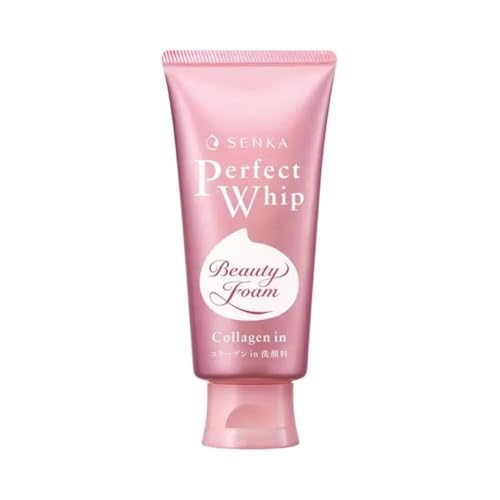 Senka Perfect Whip Collagen In 120g, Espuma limpiadora facial hidratante, enriquecida con colágeno y ácido hialurónico, Made in Japan.