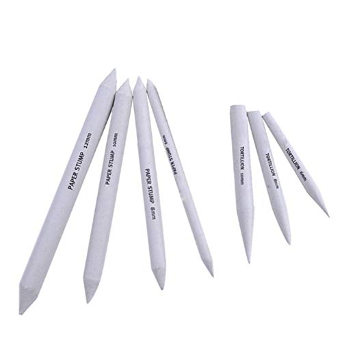 Juego de 7 tocones de mezcla y tortillones de papel, varios tamaños, para artistas, principiantes, profesionales, niños, adultos, dibujos, elaboración de detalles