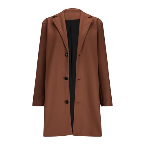 FPMLUXLL Pea Coats for Women Warm Winter Long Button Front Trench Coat - image 3