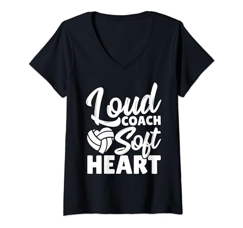 Volleyball Loud Coach Soft Heart - Girls Volleyball Coach V-Neck T-Shirt