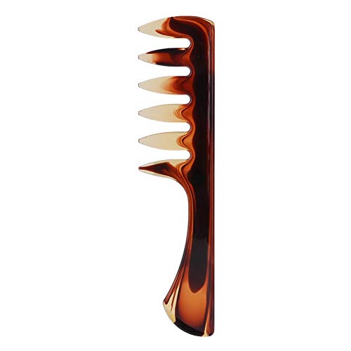 Peine de resina de dientes anchos retro para hombre, 6 tipos, con aceite antiestático, para peluquería (2 estilo de mango de dientes anchos)