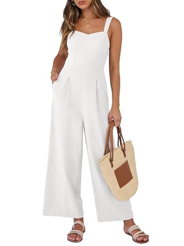 ANRABESS Womens Jumpsuit Casual Summer Wide Leg Sleeveless Smocked One Piece Romper 2026 Beach Travel Vacation Jumper Outfits
