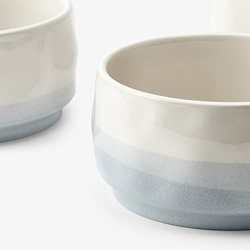 Dowan Ceramic Soup Bowls, Cereal Bowls, 14 Oz Small Bowls For Ice Cream, Dessert, Fruits, Side Dishes, Salad, Oatmeal, Chip Resistant, Dishwasher & Microwave Safe, Set Of 4, Light Blue & White #TOP4