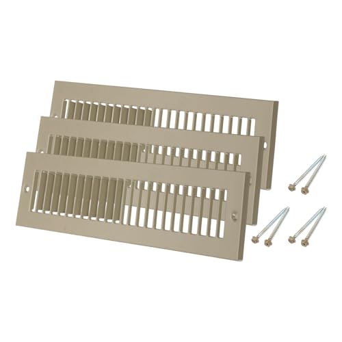 PATIKIL 2" x 12" Duct Opening Vent Cover, 3 Pcs Toe Kick Vent Cover HVAC Toe Space Register Grille Return Air Grilles for Home Ceiling Wall Floor, Brown-Outer Size: 3.4" x 13.4"