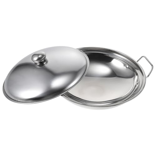 Veemoon Olla de Cocina de Acero Inoxidable Tapa 28 CM Doble Asa Ergonómica Resistente al Calor para Guisos Mariscos y Estufa de Alcohol