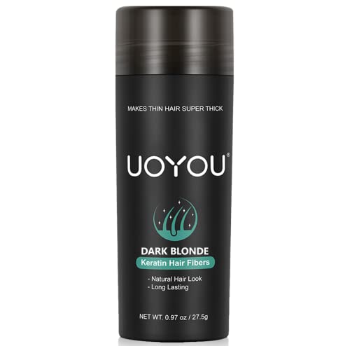 UOYOU DARK BLONDE Hair Fibres for Thinning Hair 27.5g Bottle, Dark Blonde (Bottle Only Pack), 27.5 g (Pack of 1)