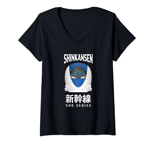 Femme Bullet Train Shinkansen Japanese Kanji 500 Series Japan Rail T-Shirt avec Col en V Cover