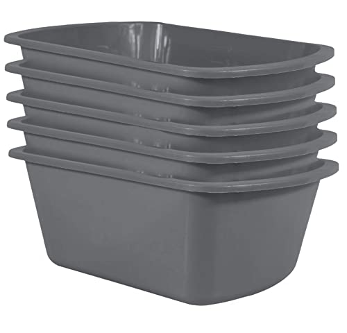 Wash Basins – Rectangular Plastic Hospital Bedside Soaking Tub [5 Pack] Small 7 Quart Graduated Bucket - Portable Washbasin For Washing, Cleaning, Foot Bath, Washing Dishes, Face Cleansing Bowl #TOP7