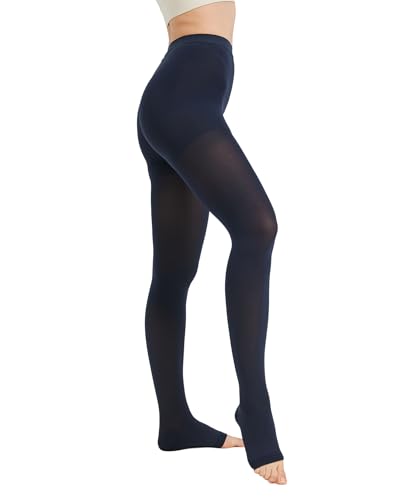Image of NURCOM 15-20 mmHg Compression Pantyhose for Women & Men, Open Toe Medical Compression Stockings, Waist High Opaque Compression Tights, Graduated Support for Varicose Veins, Edema, DVT, Post Surgery