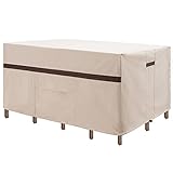 Patio Rectangular Table and Chair Set Cover 109''L Waterproof Outdoor Furniture Covers 600D Durable UV Resistant Windproof Large Lawn Patio Dining Oval Table and Chair Covers High Top Table Cover