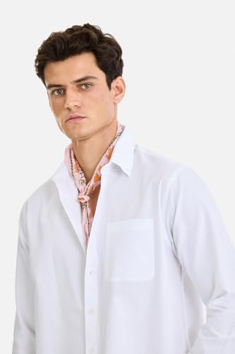 Image of SNITCH Men Casual & Semi-Formal Shirt | Regular Fit Long Sleeve Button-Down Collar Solid Oxford Style | 100% Cotton Breathable Fabric for Office, Date Night