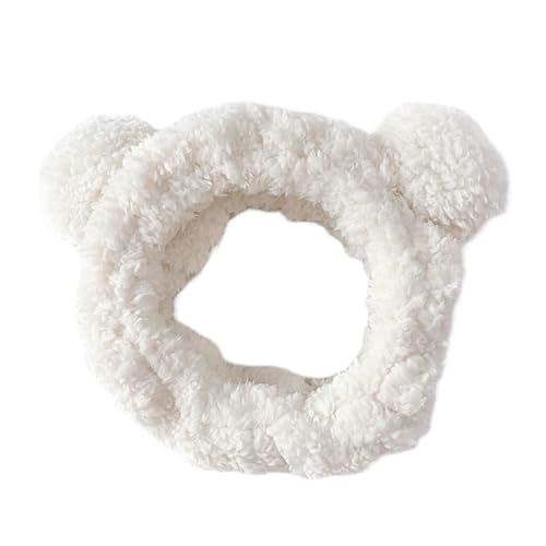 くま 耳付き ヘアバンド 洗顔 化粧 メイク まとめ髪 お風呂 ターバン 韓国 レディース (たっぷりミルクホワイト)