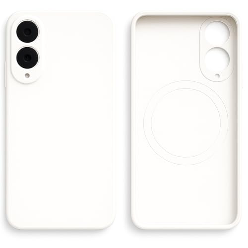 Image of Magnetic Liquid Silicone with N52 Super Magnets Case Cover Compatible with Magsafe for Samsung Galaxy S25 Edge 5G (Liquid White)