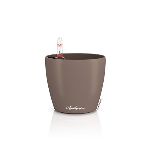 LECHUZA-Tischgefäß Classico Color 12 Muskat, Pflanzgefäß mit Bewässerungssystem, Wasserstandsanzeiger und Pflanzeinsatz, Matte Oberfläche, Ø 13 x 12 cm, 16693