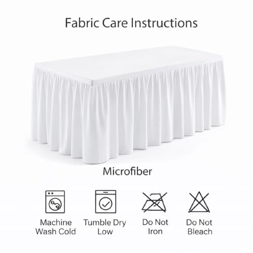 Image of Ruffle Table Cover White Microfiber 48x39 Inch (4x3 ft), Pack of 1 - Wrinkle Resistant Banquet Table Skirt, 30 Inch Height, 2.5 ft Drop for Wedding, Party & Event Decoration