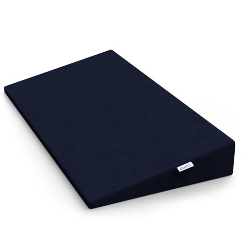Image of Cherilo Wedge Pillow for Baby Acid Reflux | Full Size Elevated Pillow for Crib & Mattress, 28 inch x 14 inch x 3 inch | Helps Elevate Baby for Comfort | Removable Velvet Cover - Navy Blue