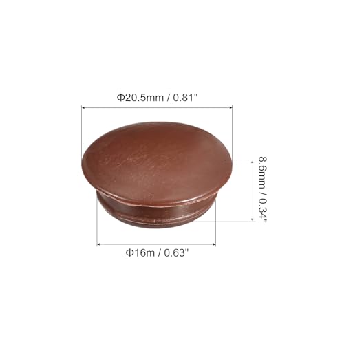 Image of uxcell 50Pcs Screw Hole Plugs, 16mm(5 /8 inch) Dia Plastic Snap in Locking Hole Covers Flush Type Caps for Furniture Cabinet Cupboard, Red Brown