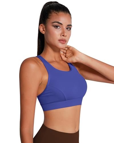 Image of QUEENIEKE BareFlow Women's Sports Bras with Phone Pocket Medium Impact Padded Racerback Workout Gym Crop Top Running Yoga Bra