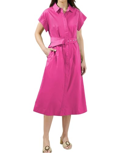 Image of EZAPINE Womens Summer Shirt Dress Casual Button Down Long Dress with Belt