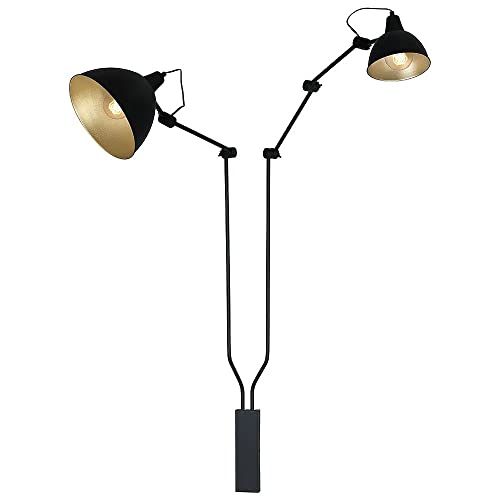 Licht-Erlebnisse Schwarz Gold Wandlampe Metall flexibel 2-flammig E27 Wand...