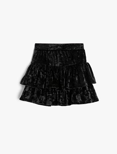 Falda para niñas con capas de volantes en terciopelo suave y cintura elástica