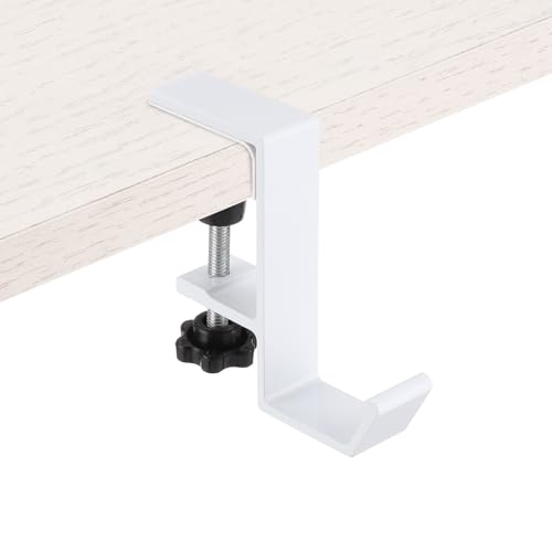 PATIKIL テーブル用2個セットのパースフック デスク用調整可能クランプ式パースハンガー ポータブル釘不要重い荷物用デスク下ハンドバッグホルダーバックパックヘッドホン小さなフック ホワイト