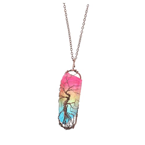 Arbre de vie pour filles pendentif pierre hexagonale bijoux élégants femmes