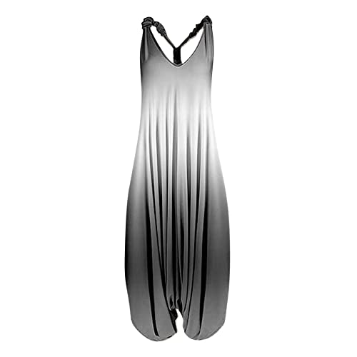Mono Peto Mujer Lino de Algodón Jumpsuit Moda Casual Petos Deporte Pantalones Largo Estampado Peto Pierna Ancha Rompers Fiesta Camiseta sin Manga Cómodo Verano otoño Playa Vacaciones 2024