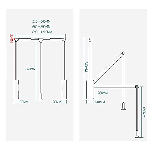 Glissières de levage pour penderie rabattable réglable afin d'éviter l'escabeau - 2