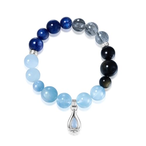 Image of Five Elements Solid 925 Sterling Silver 18K Gold /White Gold Vermeil Crystal Gemstone Beads Bracelet gift for women