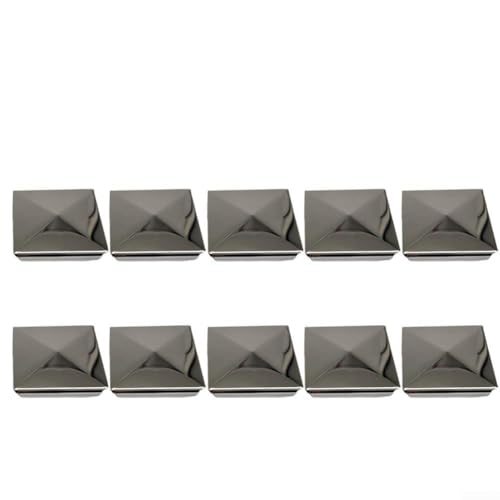 Tapa de poste de acero inoxidable galvanizado, elegante cubierta de pirámide para un ajuste seguro y una larga durabilidad (10 piezas de 60 mm)