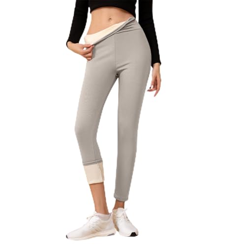 Plus Size Fleece Lined Leggings Pantalones De Invierno para Mujer Fleece Lined Leggings Women Thick Soft High Waisted Stretchy Thermal Warm Sherpa Pants for Cold Winter Xx-Large 04-Light Gray