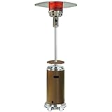 Hanover Outdoor 48,000 BTU 7.35-ft. Propane Umbrella Patio Heater with Wheels in Bronze/Stainless Steel, Outdoor Heater up to 26.6-Sq. Ft. Heat Radius for Patio, Porch, Deck