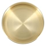 DOITOOL Bandeja Redonda de Latón Puro con Borde Enrollado Organizador Compacto para Almacenamiento de Misceláneas y Joyas Bandeja Decorativa para Escritorio y Centro de Mesa