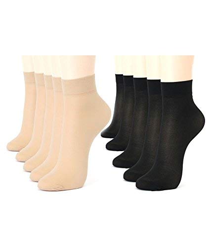 mukhaksh (Pack of 2 + 2 Pairs Women/Girls/Ladies Hot/Stylish/Latest Skin Colour (2) + Black (2) Ultra Thin Transparent Net Ankle Summer Socks-picture-39