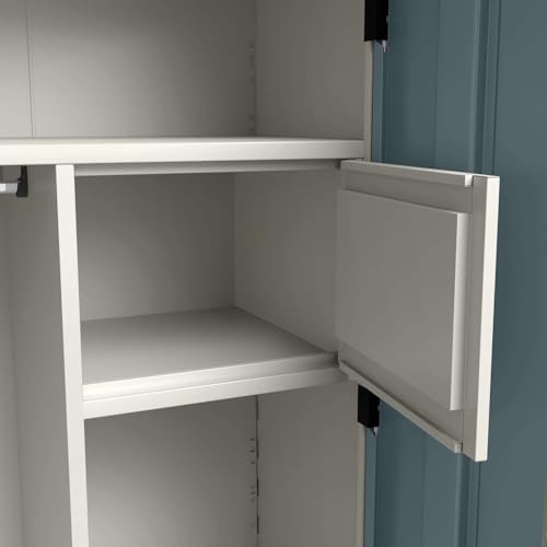 Image of Interio by Godrej Almirah Slimline 3-Door Steel Almirah, Cupboard for Clothes (Alpine White and Stormy Weather Matte), 1-Year Warranty, 7 Shelves, 1 Locker